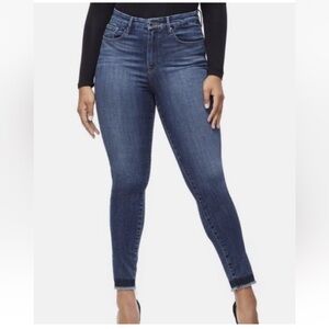 Good American Good Waist Plus Jeans Sz 22 Blue Two Tone Hem Skinny GWSSI03T B220